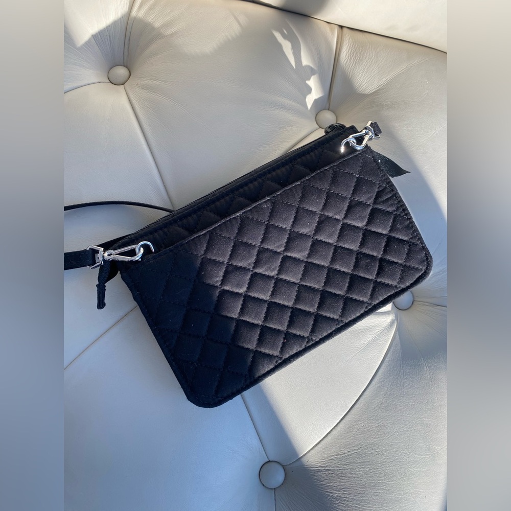 Vera Bradley Black Quilted Shoulder / Crossbody Bag | Like New - Picture 3 of 8